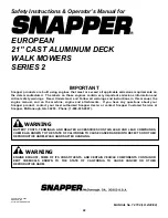 Предварительный просмотр 22 страницы Snapper ELP21502KWV, ELP21602, ELP2160 Safety Instructions & Operator'S Manual