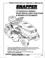 Snapper LT125G331KV Safety Instructions & Operator'S Manual preview