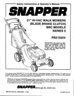 Preview for 1 page of Snapper PB21550V Safety Instructions & Operator'S Manual