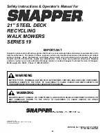 Preview for 32 page of Snapper RP216019KWV (7800199)  operat Safety Instructions & Operator'S Manual