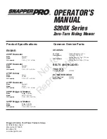 Preview for 52 page of Snapper S200XBV3261 Operator'S Manual