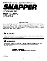 Предварительный просмотр 36 страницы Snapper SCRAMBLER YZ18426BVE Safety Instructions & Operator'S Manual