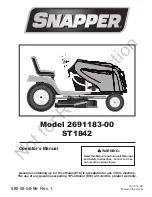 Предварительный просмотр 1 страницы Snapper ST1842 Operator'S Manual