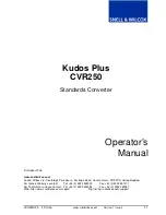 Snell & Wilcox Kudos Plus CVR250 Operator'S Manual preview