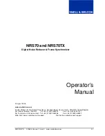 Preview for 1 page of Snell & Wilcox NRS70 Operator'S Manual