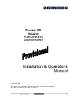 Предварительный просмотр 1 страницы Snell & Wilcox Premier HD HD2200 Installation & Operator'S Manual