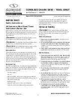 Preview for 2 page of SNOWJOE Sunjoe 24V-10CS-CT-RM Operator'S Manual