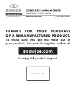 Предварительный просмотр 1 страницы SNOWJOE Sunjoe 24V-MJ14C-RM Operator'S Manual