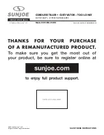 Предварительный просмотр 1 страницы SNOWJOE Sunjoe 24V-TLR-CT-RM Operator'S Manual