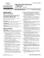 SNOWJOE SUNJOE iON100V-10PS-CT Operator'S Manual preview