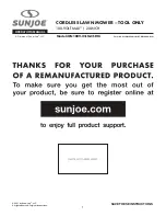 SNOWJOE Sunjoe iON100V-21LM-CT-RM Operator'S Manual preview