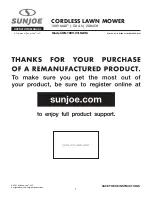 Preview for 1 page of SNOWJOE SUNJOE iON100V-21LM-RM Operator'S Manual