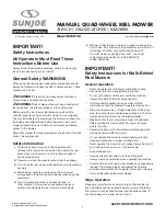 Preview for 1 page of SNOWJOE Sunjoe MJ501M Operator'S Manual