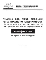 Предварительный просмотр 1 страницы SNOWJOE SUNJOE SPX200E-RM Operator'S Manual