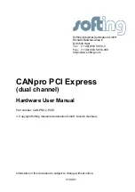 Softing CANpro PCI Express Hardware User Manual предпросмотр