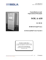 Sola 0610-010KA Installation And Operation Manual preview