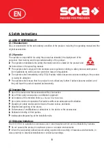 Preview for 8 page of Sola Vector 50 Operating Instructions Manual