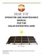 Preview for 1 page of Solar Stik 11-1000020 Operator And  Maintenance Manual