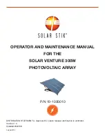 Solar Stik 19-1000010 Operator And  Maintenance Manual preview