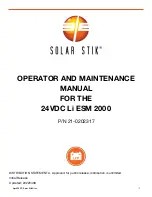 Preview for 1 page of Solar Stik 21-0202317 Operator And  Maintenance Manual