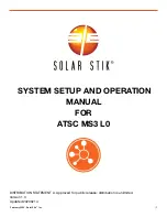 Preview for 1 page of Solar Stik ATSC MS3 L0 Setup And Operation Manual