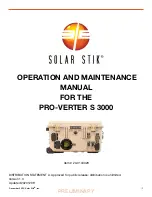 Preview for 1 page of Solar Stik PRO-VERTER S 3000 Operation And Maintenance Manual