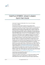 Предварительный просмотр 1 страницы Solarflare SFN8041 Quick Start Manual