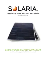 Solaria 210W Safety, Installation, And Operation Manual предпросмотр