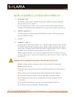 Предварительный просмотр 2 страницы Solaria 210W Safety, Installation, And Operation Manual