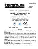 Preview for 1 page of Solaronics SSTG Installation, Operation & Maintenance Instructions Manual