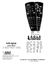 Preview for 1 page of Sole Control Remotes SC230 User Manual