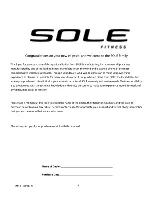 Preview for 3 page of Sole Fitness E98 Owner'S Manual