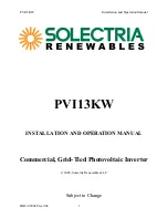 Preview for 1 page of Solectria Renewables PVI 13KW Installation And Operation Manual