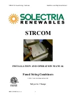 Preview for 1 page of Solectria Renewables STRCOM 10X A Series Installation And Operation Manual