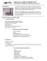 Preview for 1 page of SOMFY ZWAVE to RTS INTERFACE Specifications, Installation & Operating Instructions