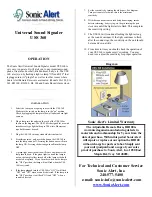 Preview for 1 page of Sonic Alert USS 360 Instruction Manual