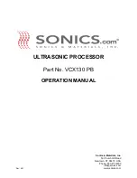 Предварительный просмотр 1 страницы Sonics VCX130 PB Operation Manual