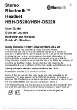 Предварительный просмотр 2 страницы Sony Ericsson HBH-DS200 User Manual