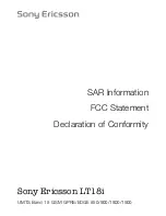 Preview for 1 page of Sony Ericsson LT18i Declaration Of Conformity