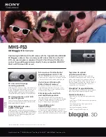 Предварительный просмотр 1 страницы Sony 3D Bloggie MHS-FS3 Specifications