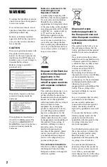 Preview for 2 page of Sony 4-145-650-11(1) Operating Instructions Manual