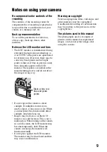 Preview for 9 page of Sony A900 - Alpha 24.6MP DSLR Camera Instruction Manual