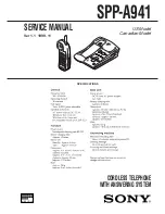 Предварительный просмотр 1 страницы Sony A941 - SPP Cordless Phone Service Schematics