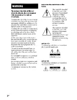 Preview for 2 page of Sony AIR-SA20PK  (AIRSA15R) Operating Instructions Manual