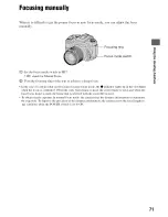 Предварительный просмотр 71 страницы Sony Alpha 100 User'S Manual / Troubleshooting