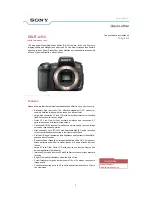 Предварительный просмотр 1 страницы Sony Alpha DSLR-A350 Brochure & Specs