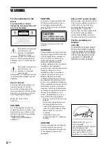 Preview for 2 page of Sony AVD--C70ES - 5 Dvd Changer/receiver Operating Instructions Manual