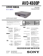 Sony AVD-K600P - Amp/tuner For Htv600dp System Service Manual preview