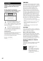 Предварительный просмотр 2 страницы Sony AVD-S500ES - Dvd Player/receiver Operating Instructions Manual