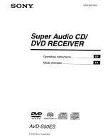 Предварительный просмотр 1 страницы Sony AVD-S50ES - Single Disc Dvd/sacd™/cd Receiver Operating Instructions Manual